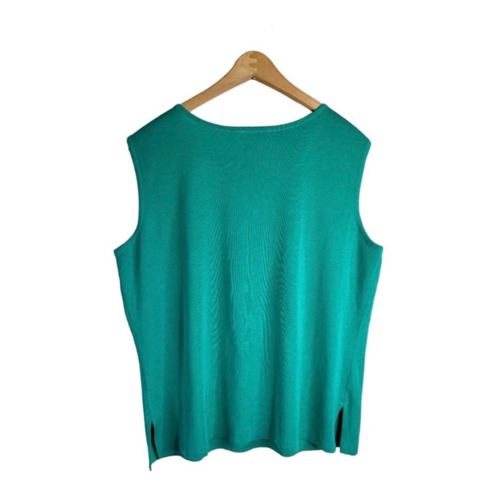 Ming Wang Sleeveless Tank Shell 0X Women Plus Teal Blue Crewneck Layering Casual - Picture 2 of 5